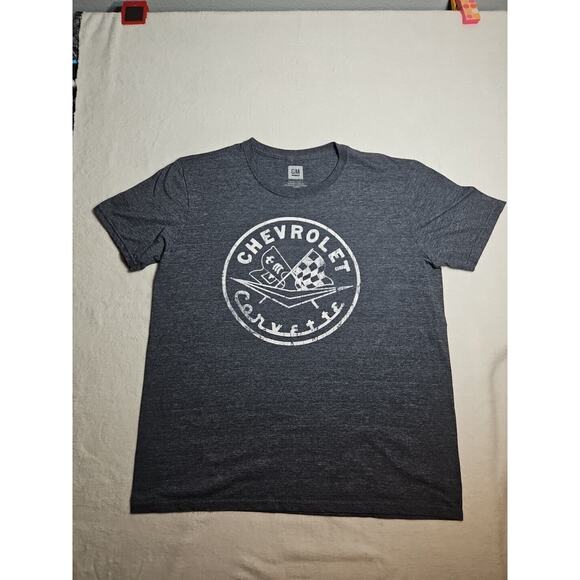 GM General Motors L Gray Chevrolet Corvette Gray Racing Flag Shirt - Picture 1 of 6